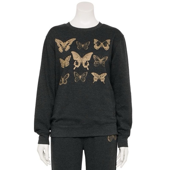 Mighty Fine Grey butterfly grid sweatshirt - Picture 2 of 6